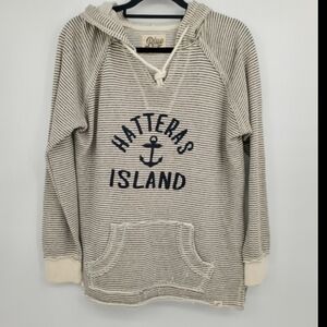 ♧ Blue 84 Hatteras Island Gray and White Striped Hoodie Size Small